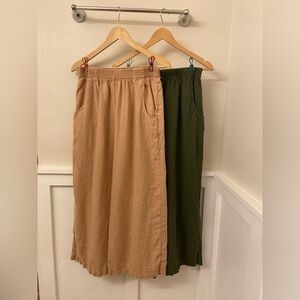 Two Pairs Linenfox Ocean Pants (Forest Green + Dusty Peach) size Large